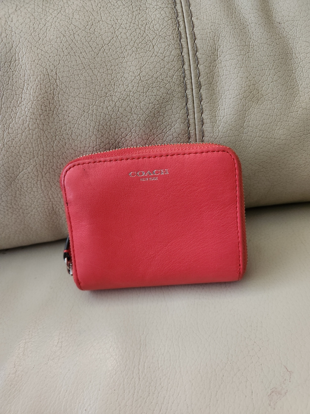 Coach Small Zip Wallet in Coral Pink